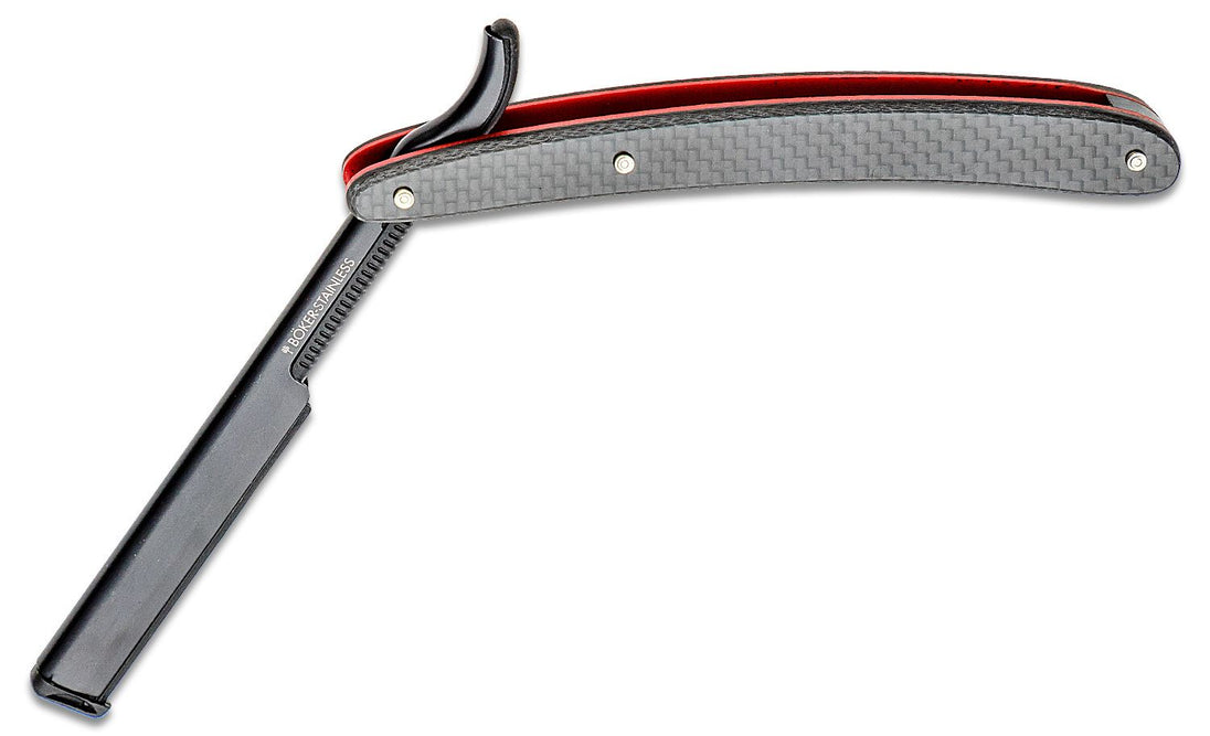 Ridge Runner Hand Razor Boker Barberette Black and Red Straight Razor - 140909